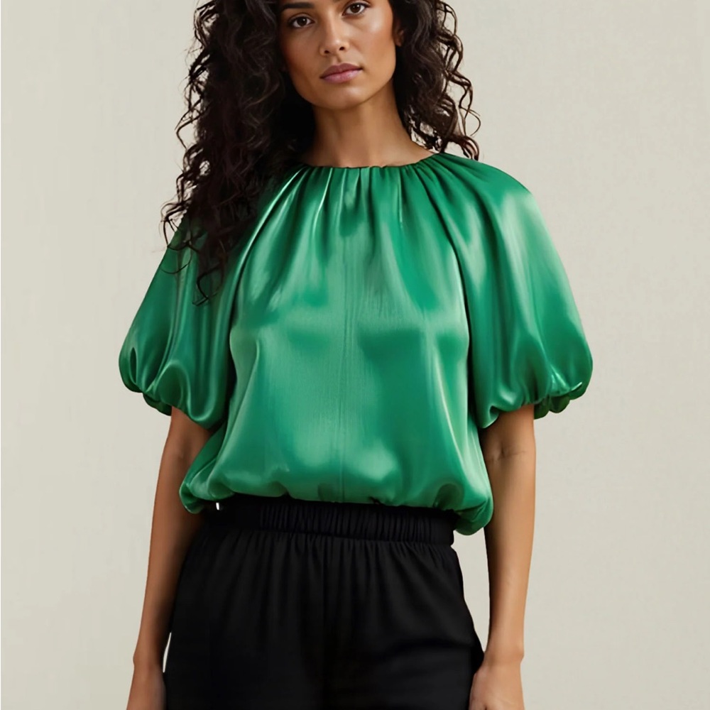 Elegant Green Satin Blouse